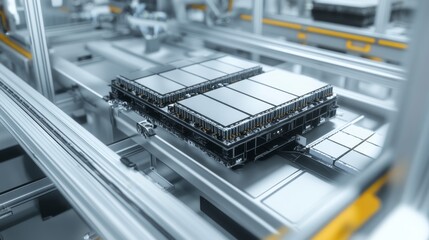 Poster - Automated manufacturing process factory technology industrial environment close-up view advanced manufacturing techniques