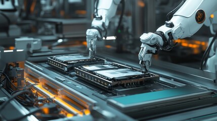 Poster - automation in manufacturing factory floor technology showcase industrial environment close-up view r
