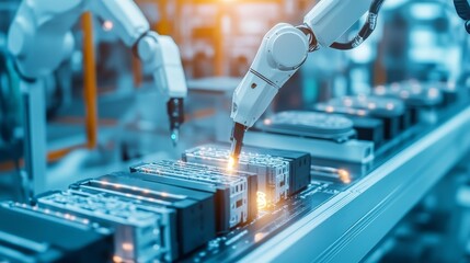 Poster - automated assembly line operations manufacturing facility industrial technology high-tech environmen