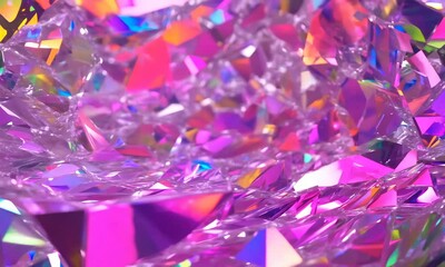 Wall Mural - holographic background with glass shards. rainbow reflexes in pink and purple color. abstract trendy