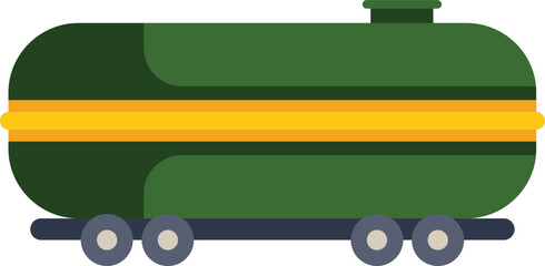 Poster - green railroad tank car transporting oil and fuel products, isolated on white background