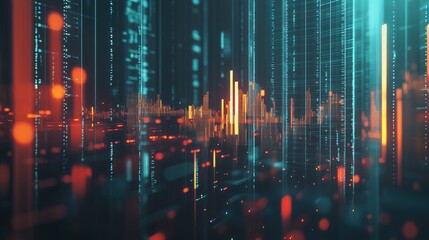 Poster - Futuristic Digital Landscape with Abstract Charts and Data Streams Representing Technology and Innovation in Cyber Space