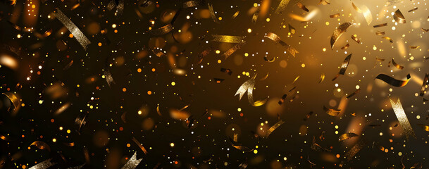 Poster - golden confetti background vector illustration on a dark brown color background