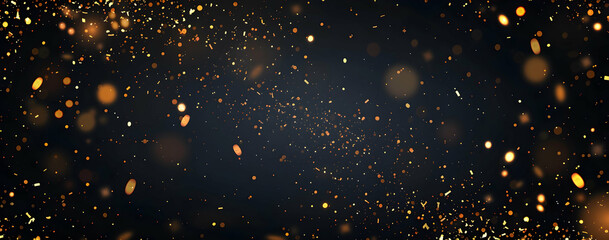 Poster - A dark background with golden falling confetti and glitter