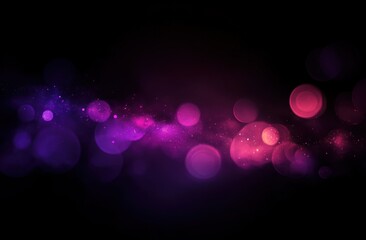 Fototapete - Abstract background with purple and pink lights, black background,  bokeh effect.