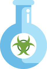 Poster - Biohazard symbol is depicted on laboratory glassware, serving as a warning for dangerous substances