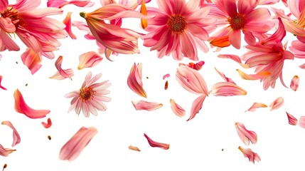 Wall Mural - Chrysanthemum petals flying isolated on a white background