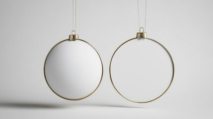 Poster - Two white ornaments hanging from a string