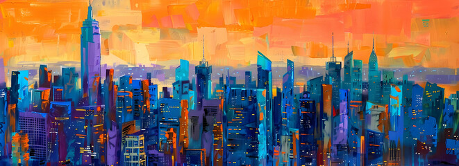 Poster - A vibrant painting of the New York City skyline