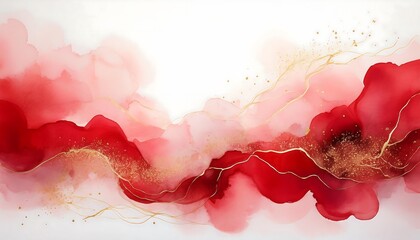 Aufkleber -  A minimalist design features a simple abstract background with red watercolor clouds an_1(156)