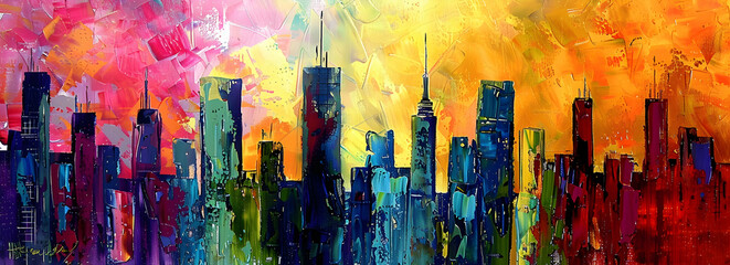 Poster - A vibrant painting of the New York City skyline