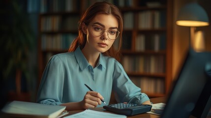 Wall Mural - The Woman Working at Desk