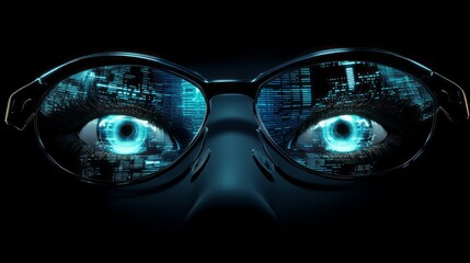 Leinwandbilder - A pair of blue eyes with a black background