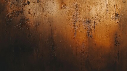 Poster - Water vapor is condensing on a textured metallic surface, creating a visually interesting pattern with warm lighting enhancing the golden hues