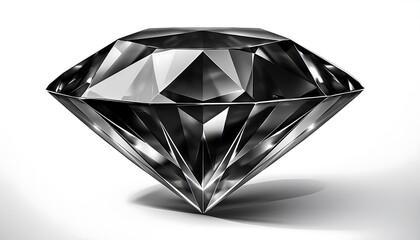 Poster -  Black diamond clip art features a shiny, isolated image on a white background, with a metal_1(350)