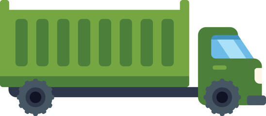 Poster - green tipper truck transporting building materials on a construction site