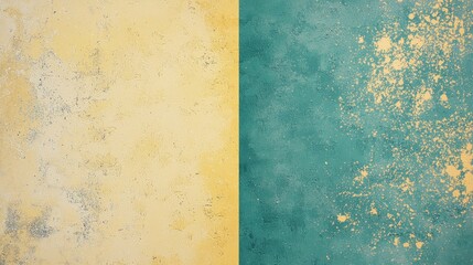 Poster - Yellow and teal concrete wall texture background creating a modern and vibrant design, perfect for various design projects and adding a touch of urban style