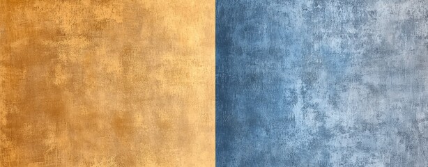Poster - Captivating split screen design in shades of gold and blue, perfect for adding elegance and luxury to projects with ample copy space
