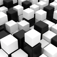 Poster - Abstract background with black and white cubes.