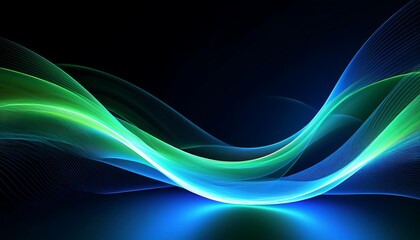 Aufkleber -  Electric blue and bright green neon waves create a dynamic motion effect on a dark backgrou_1(448)