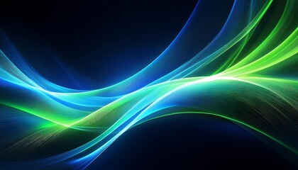 Aufkleber -  Electric blue and bright green neon waves create a dynamic motion effect on a dark back_1(451)