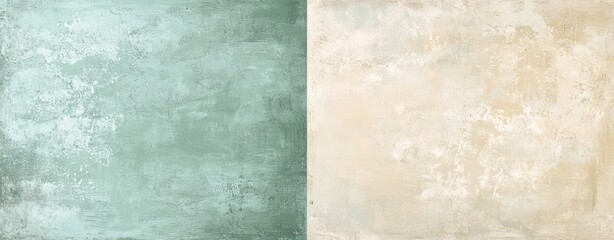 Poster - Green and beige textured background forming a split effect, perfect for design projects requiring a vintage or aged aesthetic