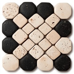 Poster - Black and white octagon and square mosaic tile pattern.