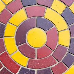 Poster - Circular pattern of red, yellow, and purple tiles.