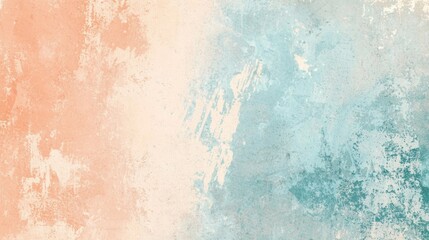 Poster - Peach and turquoise paint strokes are creating a gradient effect on a grunge wall, perfect for backgrounds and textures