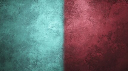 Poster - Captivating turquoise and red textured wall, perfect for creative projects with ample space for text or graphics. Bold contrast, ideal for modern designs like banners, posters, and invitations