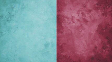 Poster - Vibrant turquoise and burgundy painted wall with textured plaster, creating a unique design perfect for various projects