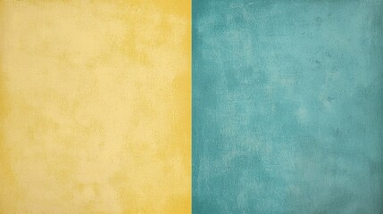 Poster - Vibrant yellow and teal painted wall with a two-tone effect, perfect for elegant designs. Ideal for backgrounds, this modern pattern adds a creative touch