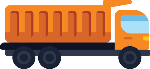 Poster - orange and yellow tipper truck transporting building materials on a construction site