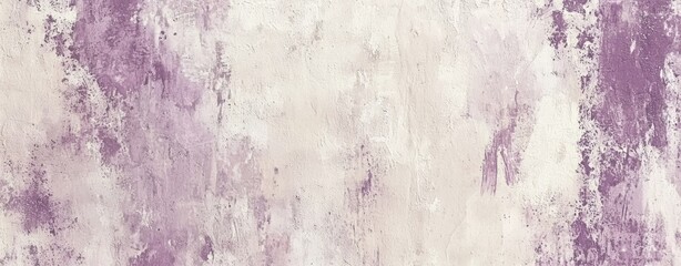 Poster - Purple and beige paint strokes create a textured and weathered background on a concrete wall, offering a unique and artistic backdrop