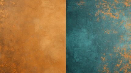 Poster - Modern abstract background showcasing a split design with textured teal and orange concrete effect, ideal for design projects, websites, or social media graphics