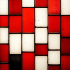 Poster - Red and white checkered pattern with black lines.