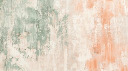 Poster - Green and orange brushstrokes create a weathered wall texture, perfect for backgrounds and design projects, adding a touch of vintage charm and artistic flair