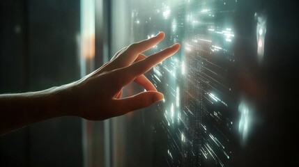 Poster - hand touching modern interface digital transformation and metaverse concept. connection next generat