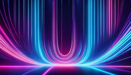Poster -  Neon light streaks with blue and purple curved lines create a futuristic and dynamic visual_1(593)