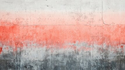 Poster - Horizontal background texture of a weathered concrete wall showing layers of gray, pink, and coral paint, creating a gradient effect