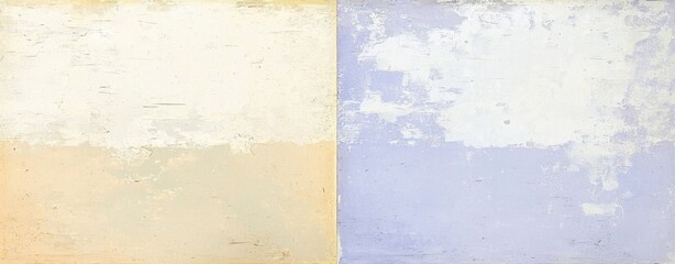 Poster - Two-toned concrete wall texture in pastel colors showing signs of wear and tear, creating a vintage or distressed aesthetic