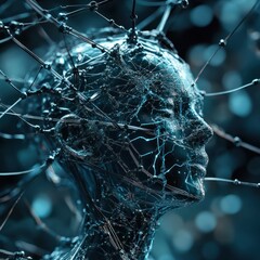 Poster - human connection with new technology, intricate web of neural connections, artificial intelligence