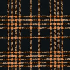 Poster - Black and orange plaid fabric texture.