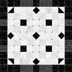 Poster - Black and white tile pattern with geometric design.