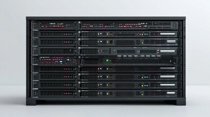 Poster - rack of servers in data center server room