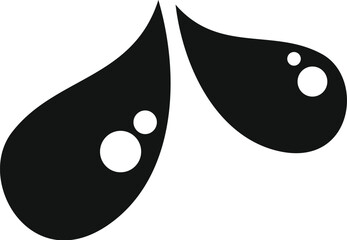 Poster - simple icon of two black drops falling with bubbles on a white background