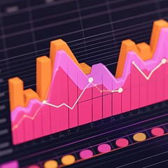Poster - A close-up of a colorful graph on a computer screen showing financial data.