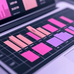Poster - A close-up of a laptop screen displaying a bar graph showing financial data.