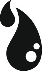 Poster - black water drop and smaller drops falling creating a splash effect, simple icon vector illustration