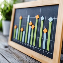Poster - A framed chalkboard with a bar graph showing growth trends.
